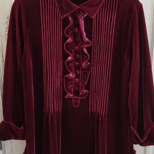 Soft Surroundings Velvet Blouse in Deep Burgundy